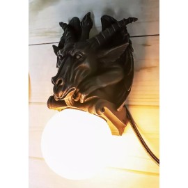 Baphomet Sabbatic Goat Pentagram Sigil Gargoyle Small Wall Sconce Lamp