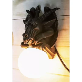 Baphomet Sabbatic Goat Pentagram Sigil Gargoyle Small Wall Sconce Lamp