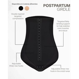 MISTY PHASES Postpartum Girdle Adjustable Compression Panties Style (Black, M)