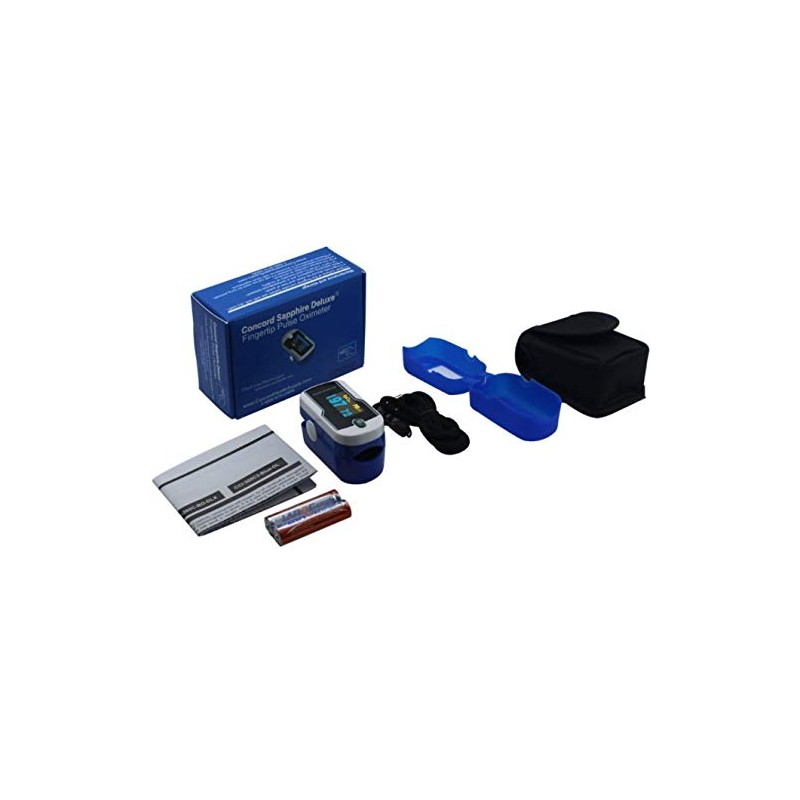 Concord Sapphire Deluxe Fingertip Pulse Oximeter with 6-way Display, Carrying