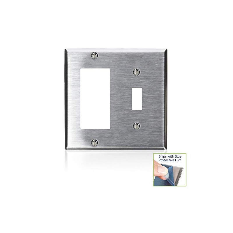 Leviton 2-Gang 1-Toggle, Decora/GFCI Device Combination Wallplate, Device Mount, S126,