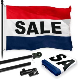 UD_G128 Combo Pack: 6 Feet Tangle Free Spinning Flagpole (Black) Sale Flag 3x5 ft Printed 150D Brass Grommets (Flag Included) Al