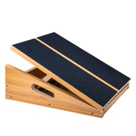 KZEBRA Wooden Slant Board, Adjustable Incline Board and Calf Stretcher, Calf Stretch Board, Extra Side-Handle Design for Portability