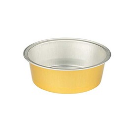 KitchenDance Disposable Colored Aluminum Foil Baking Pan with Lid - 5 Ounces Heavy Duty Baking Cups Perfect for Desserts, Creme Brulee, Flan, Mini Cakes - Pack of 100#A41 (Gold, No Lid-Cups Only)
