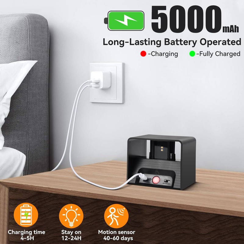 Aialun Battery Operated Motion Sensor Wall Light,5000mAh Rechargeable Wall Sconce