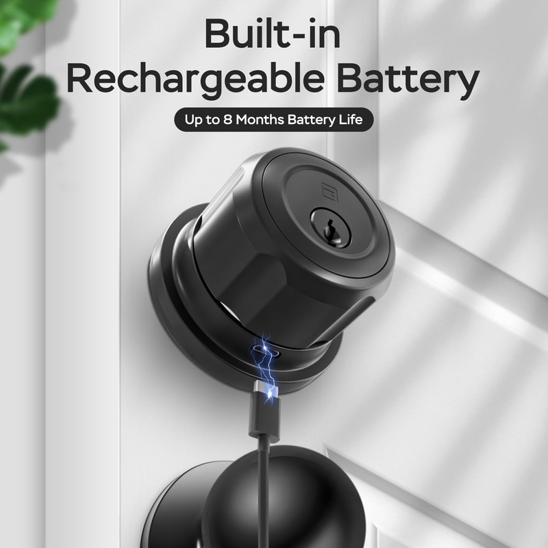 GeekTale Smart Deadbolt Lock with Passage Door Knob, Fingerprint Deadbolt