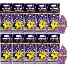 AREON Mon Car Air Freshener Patchouli Lavender Vanilla Flower Hanging Purple Set Multi Pack of 10