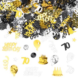 GoldRock 70th Birthday Decoration Confetti, Gold, Black, Table Decoration, Glitter Confetti Confetti, for Women, Men, for Anniversary, Party Decorations