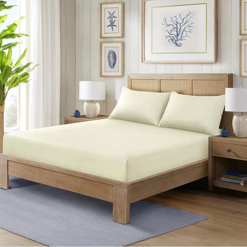 CHARKHAH Polycotton Fitted Sheet for Single Double King Super King