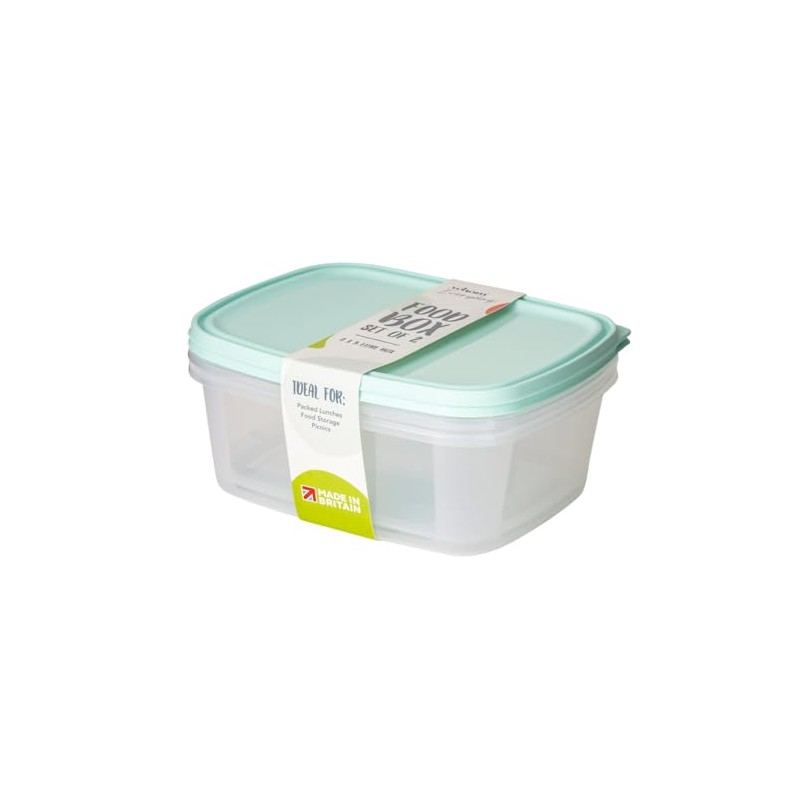 Wham Everyday Food Box & Lid 3Ltr Clear/Assorted (Pack 2)