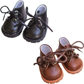 YUYAKESHI Cotton Doll, Doll Shoes, 2 Pairs of 7.9 inches (20 cm), Accessories, For Stuffed Toys, Shoe Length 2.2 inches (5.5 cm), Combination Leather Shoes, Unisex (Black + Brown)