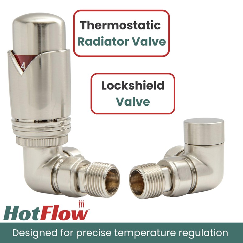 Hot Flow Satin Nickel Marella 3 Modern Thermostatic Radiator Valve