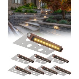 8-Pack 7 Inch LED Hardscape Lighting, Paver Lights Retaining Wall Lights, IP68 Waterproof, Low Voltage 12-36V AC/DC landscape lighting Outdoor Step Lights, 2700K Warm White, 40,000 Hours Lifespan