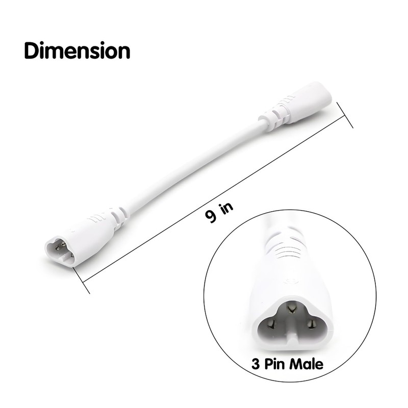 3Pcs-T5 T8 LED Tube Connector Cable Wire 9 inch Double