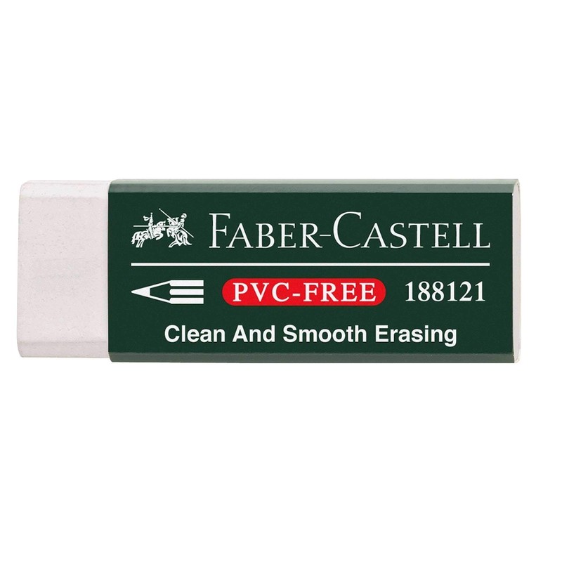 Faber-Castell 188121 Eraser 7081 N PVC-Free, Plastic (10 Erasers, White)