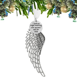 Memorial Christmas Ornament Angel Wings, Sympathy Gifts for Loss of Wife in Memory of Loved One in Heaven Keepsake Remembrance Christmas Tree Decoration