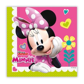 Procos 87864 - Papier-Servietten Minnie Happy Helpers, 20 Stück, Größe 33 x 33 cm, 2-lagige Motiv-Servietten, Mundtuch, Party-Geschirr, Geburtstag, Mottoparty