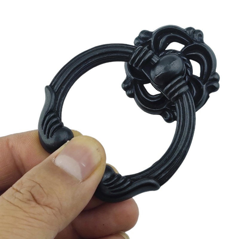 MuDuJia 10-Pack Antique Black Vintage Look Drawer Pulls 2.2" Diameter