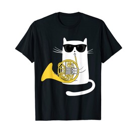 Jazz Cat Playing French Horn - Cool Smooth T-Shirt