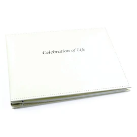 Celebration of Life | Condolence Book | Loose Leaf Inner Page Format | Presentation Boxed | White - Size 265 x 195mm