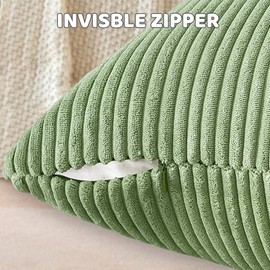 AMFUN Set of 2 Corduroy Cushion Covers, Decorative Cushion Covers, 40 x 40 cm, Sofa Cushion, Couch Cushion, Decorative Cushion Cover for Sofa, Armchair, Home, Bedroom, Green