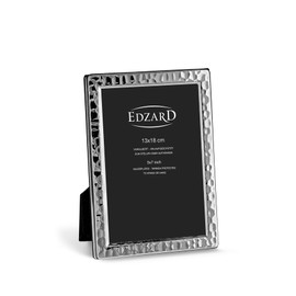 EDZARD Set of 2 Pavia Picture Frames for Photos 13 x 18 cm Elegant Silver-Plated Tarnish-Resistant with Velvet Backing Includes 2 Hangers Photo Frame for Standing and Hanging