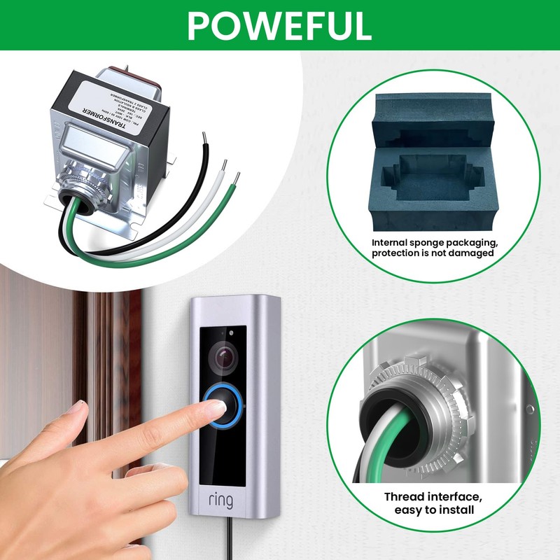 Doorbell Transformer 16V 30VA Compatible with Ring Wired Video Doorbell,