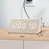 Digital Alarm Clock, with Wooden Electronic LED Time Display, 3