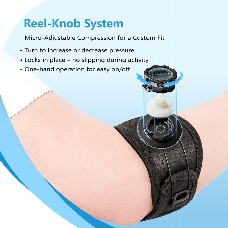joingood Elbow Brace with Knob Quick Adjustment and Silicone Pressure