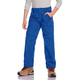 CQR Kids Youth Hiking Cargo Pants, UPF 50+ Quick Dry Convertible Zip Off Pants, Outdoor Camping Pants, Shenandoah Santorini Blue, X-Large