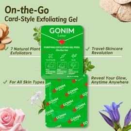 GONIM On-the-Go Purifying Exfoliating Gel Pods (15 Count) - Sensitive Skin-Friendly Travel-Size Skincare with Aloe + Hyaluronic Acid, Gentle Face Scrub for Women, Vegan & Recyclable Packaging