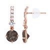 Sterling Silver Rose 6mm Smokey Quartz & Created White Sapphire Bridal Dangling Earring with Silicone Back