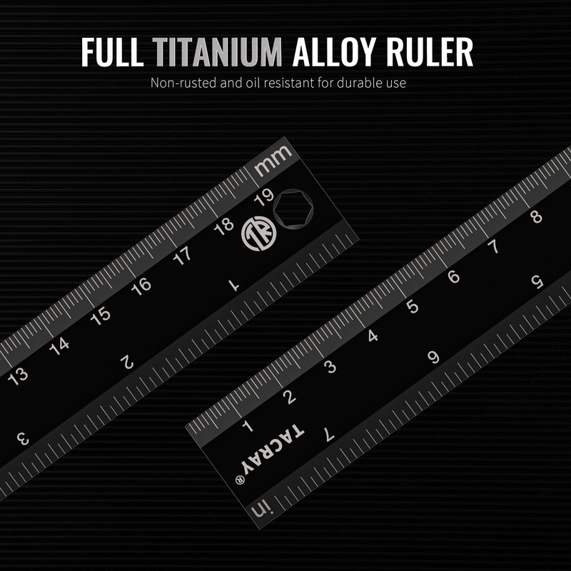 TACRAY Titanium Straight Ruler with Both CM & INCH Linear