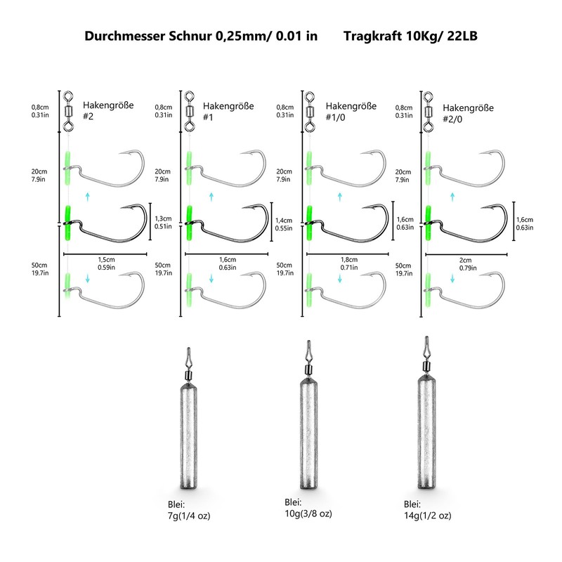 EASYHOOKING Drop Shot Rig Set 11-Piece - 5 Pre-Made Dropshot