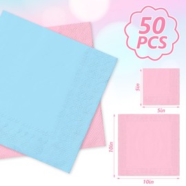 Whaline 50Pcs Gender Reveal Napkins Baby Shower Gender Reveal Paper Napkins Light Blue Pink Cocktail Napkin Disposable Dinner Napkins for Gender Reveal Baby Shower Birthday Party Supplies decoration