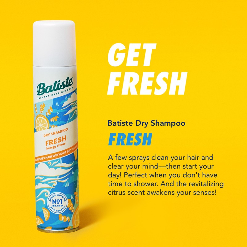 Batiste Dry Shampoo, Fresh Fragrance, Refresh Hair and Absorb Oil