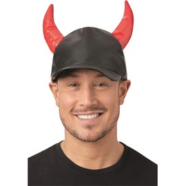 Smiffys 52833 Devil Cap with Horns, Unisex Adult, Black & Red, One Size