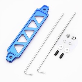 Aluminum Alloy Battery Hold Down Bracket with 10in J Bolts - Universal Car Battery Tie Down Tray Mount Lock Accessory for Secure Installation (Blue)