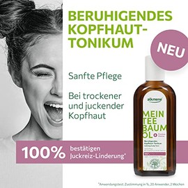 alkmene Mein Teebaumöl Kopfhaut Tonikum 3x 250 ml Juckreiz Linderung 100% bestätigt - naturreines Teebaumöl, vegan & klimaneutral - beruhigendes Haarwasser bei trockener & juckender Kopfhaut