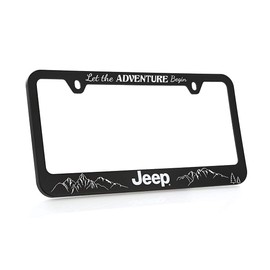 Jeep Black Plastic License Plate Frame Holder - Let The Adventure Begin