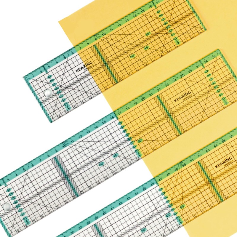KEARING Patchwork Quilt Ruler with Metal Edges - For Patchwork,