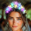 JEAIRTS Light Up Beaded Crown Headband Silver Glow Bridal Pearl