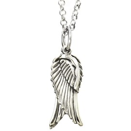 Guardian Angel Wing Silver Pendant Necklace (Small) for Women/Men/Unisex/Teenager/Girls/Boys On 20 Inch Chain - 925 Sterling Silver Size: 8mm W X 26mm H - Weight: 2.10 Grams
