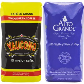 Alto Grande Medium-Dark Roast and Yaucono Medium Roast, Whole Bean Coffee, one bag of each, 2 Pound (Pack of 2)