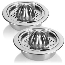 com-four® 2 x Stainless Steel Citrus Juicers - Juicers for Lemons, Oranges, Limes - Hand Juicer for the Kitchen (Pack of 2 - Stainless Steel Citrus Juicer)