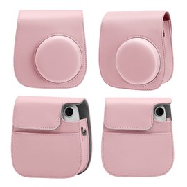 Cpano PU Leder Kameratasche für Instax Mini 11 Sofortbildkamera mit verstellbarem Riemen und Tasche(Pink)