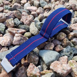 Max French Marine Nationale Elastic Nylon Navy Divers Parachute Watch Straps 20mm 22mm Military Bands (20mm, Navy Blue/Red)