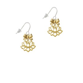 Delight Jewelry Goldtone Lotus Outline Goldtone Bow French Earrings