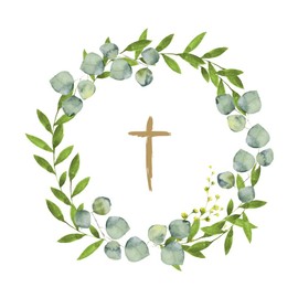 PPD 20 Napkins Golden Cross in Wreath | Table Decoration | Decoupage | Decoupage | Decoupage | 33 x 33 cm