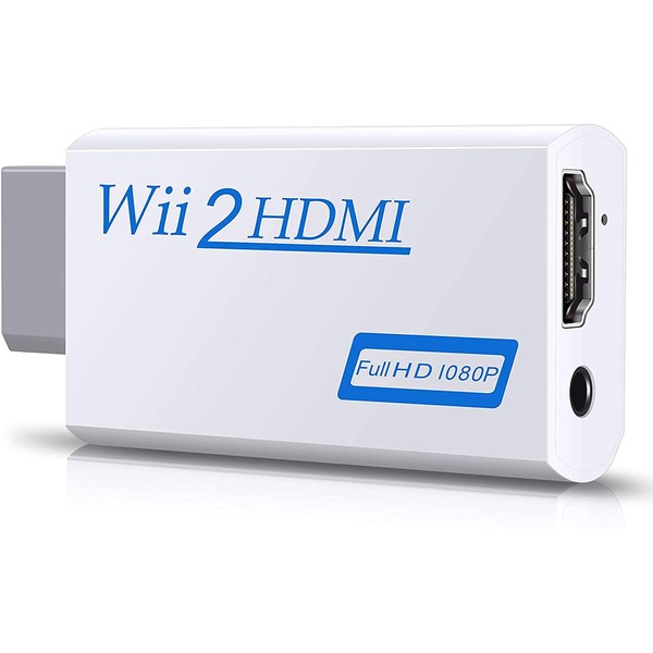 Wii HDMI Adapter Wii to HDMI Converter Output Video Audio Adapter Supports All Wii Display Modes to 720P/1080P HDTV Monitor and 3.5mm Audio Supports NTSC 480i 480p PAL 576i